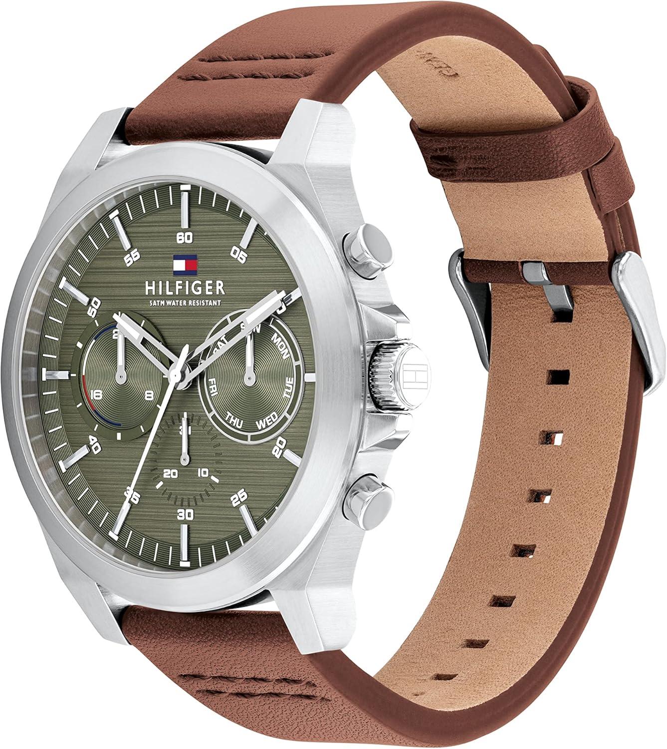 imageTommy Hilfiger Mens Stainless Steel Quartz Watches Timekeeping with StyleGreenBrown