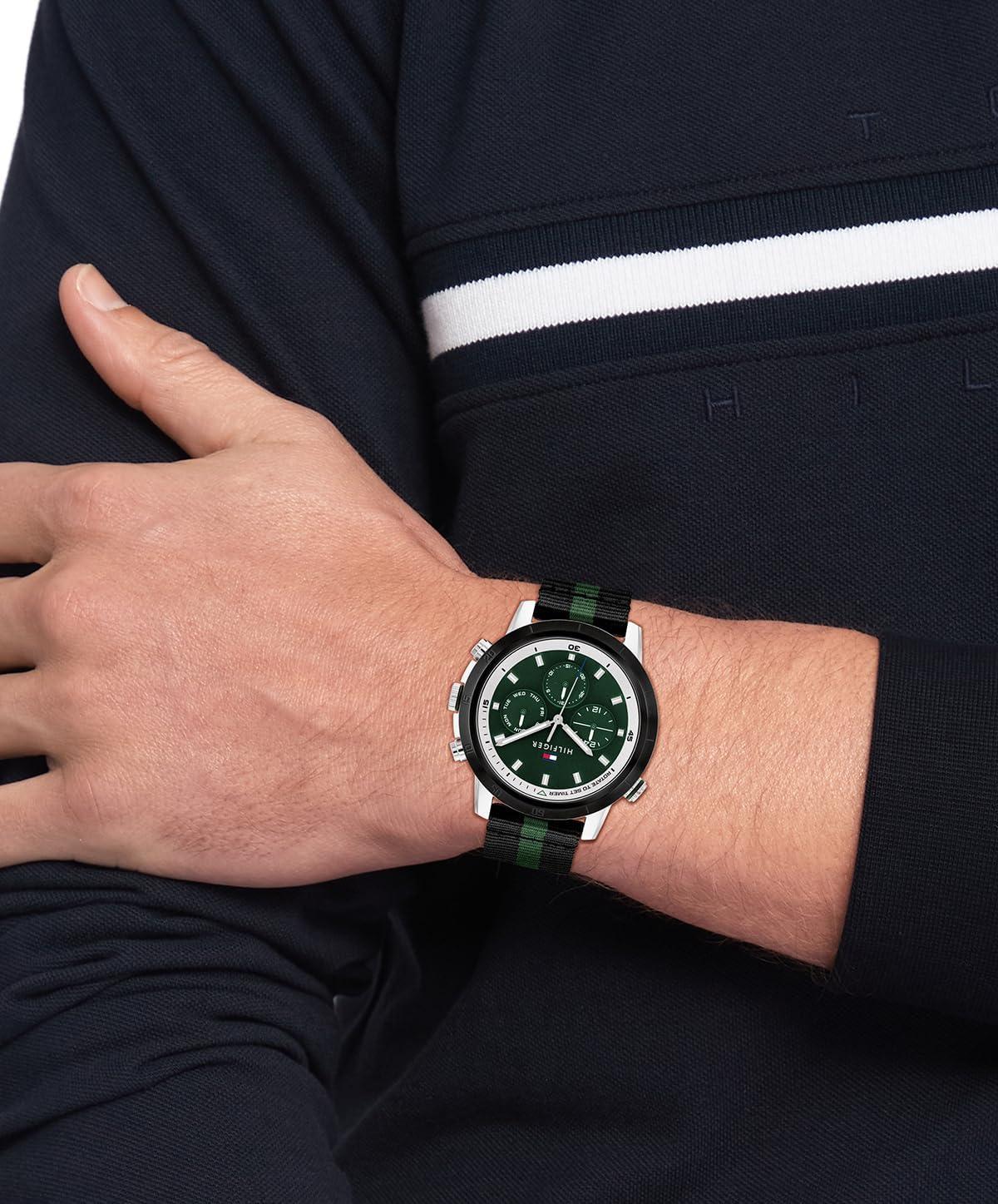 imageTommy Hilfiger OceanBound Collection for Men Sporty Multifunction Wristwatch for Him Recycled Plastic WaterResistant up to 5 ATM50 Meters Premium Fashion for Everyday Wear 44mm