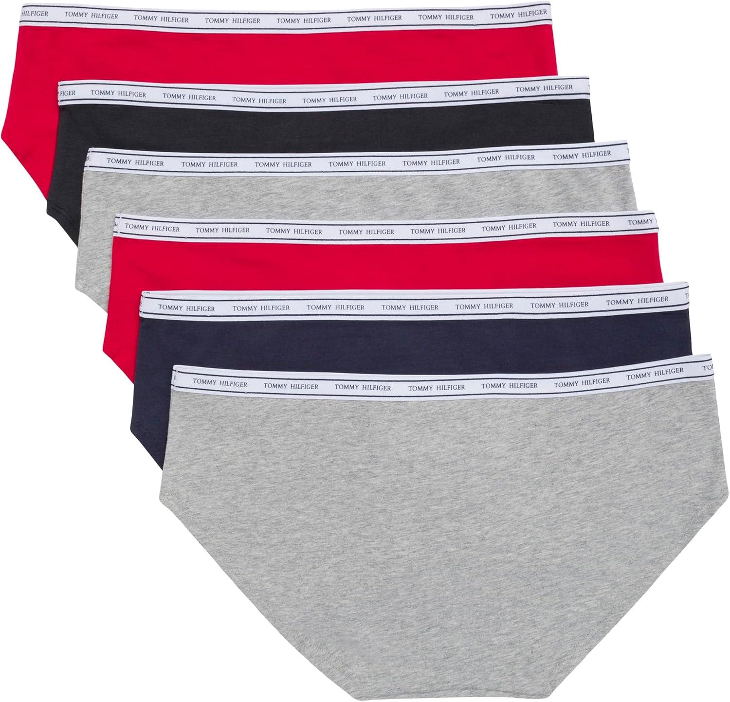 imageTommy Hilfiger Womens Cotton Hipster Panty MultipackHeather GreyNavy Red Black