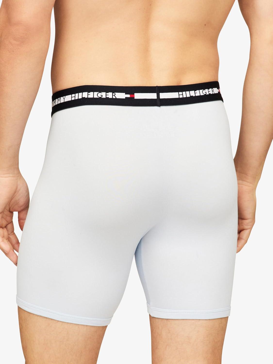 imageTommy Hilfiger mens Comfort Plus 3pack Boxer BriefBreezy Blue Desert Sky Logo Print Primary Red