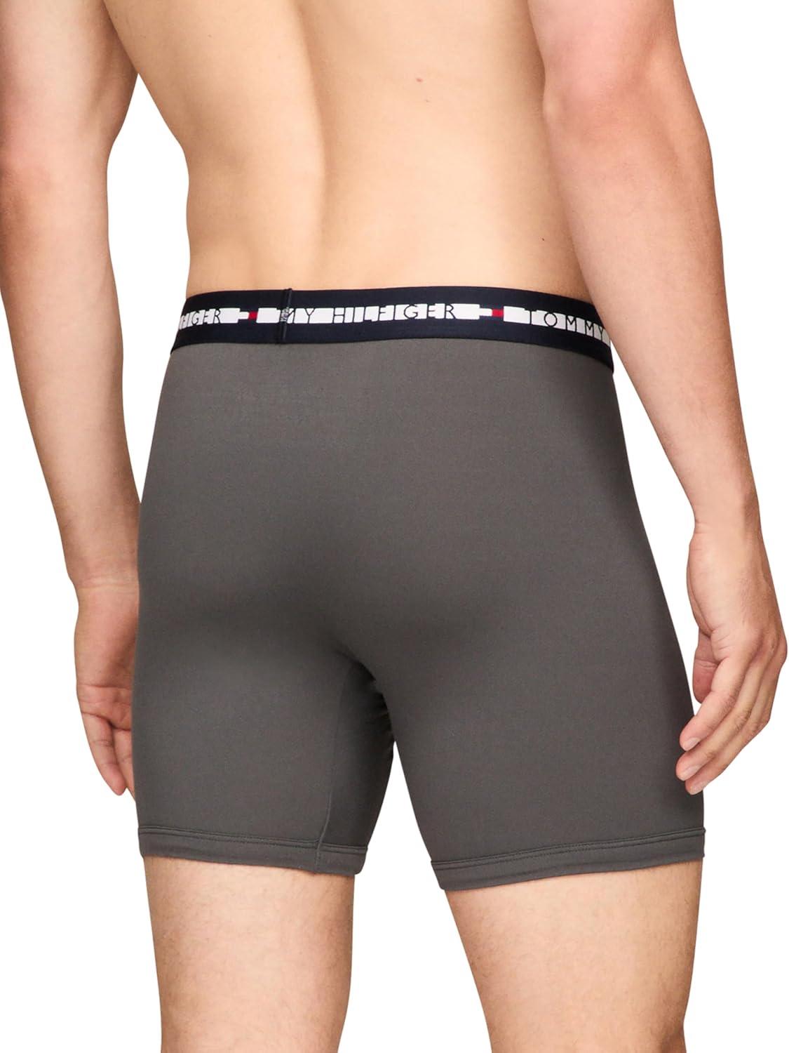 imageTommy Hilfiger mens Comfort Plus 3pack Boxer BriefDark Ash Primary Red Navy