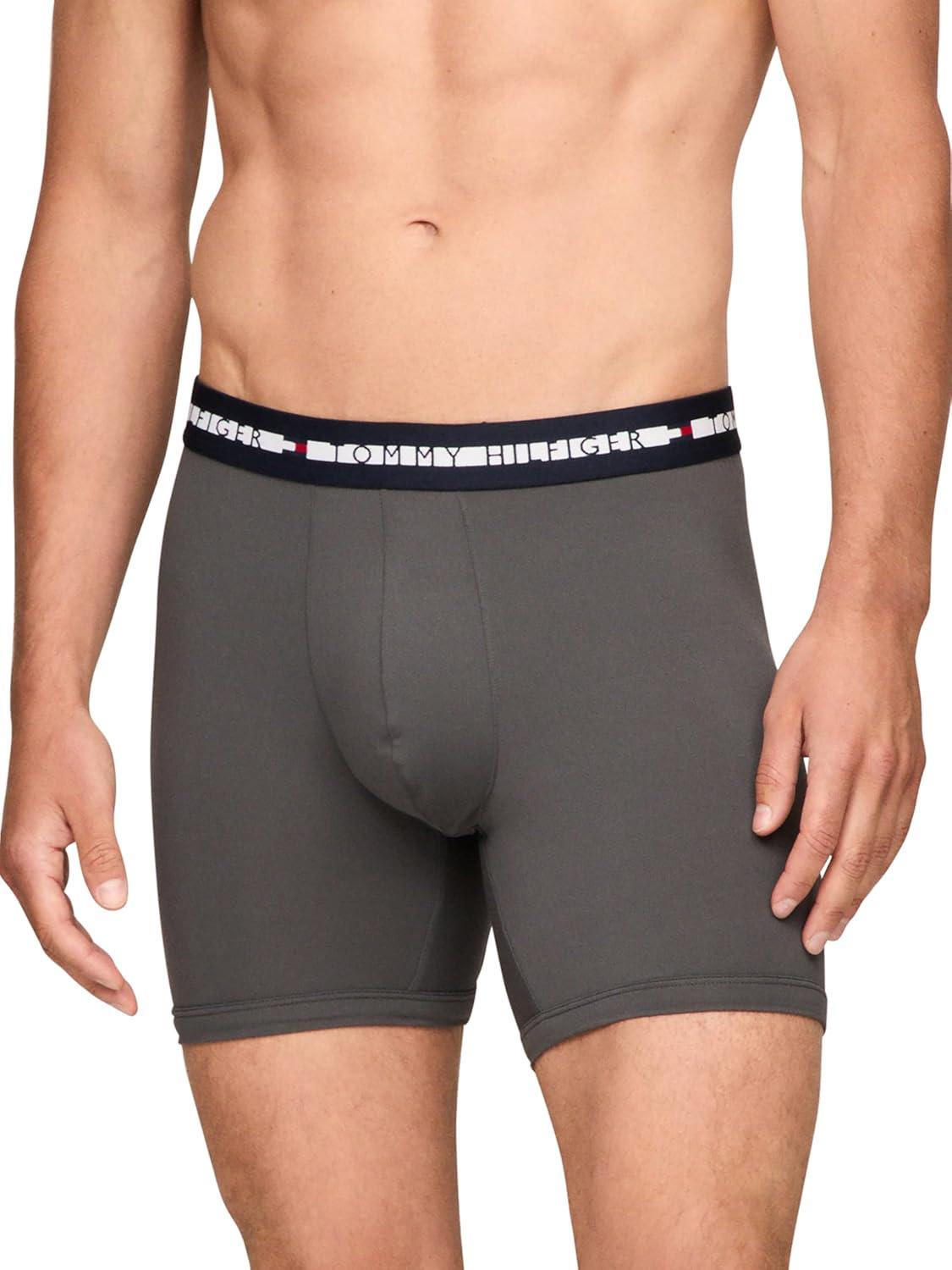 imageTommy Hilfiger mens Comfort Plus 3pack Boxer BriefDark Ash Primary Red Navy