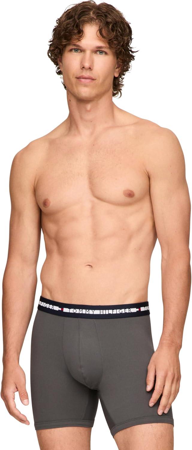 imageTommy Hilfiger mens Comfort Plus 3pack Boxer BriefDark Ash Primary Red Navy
