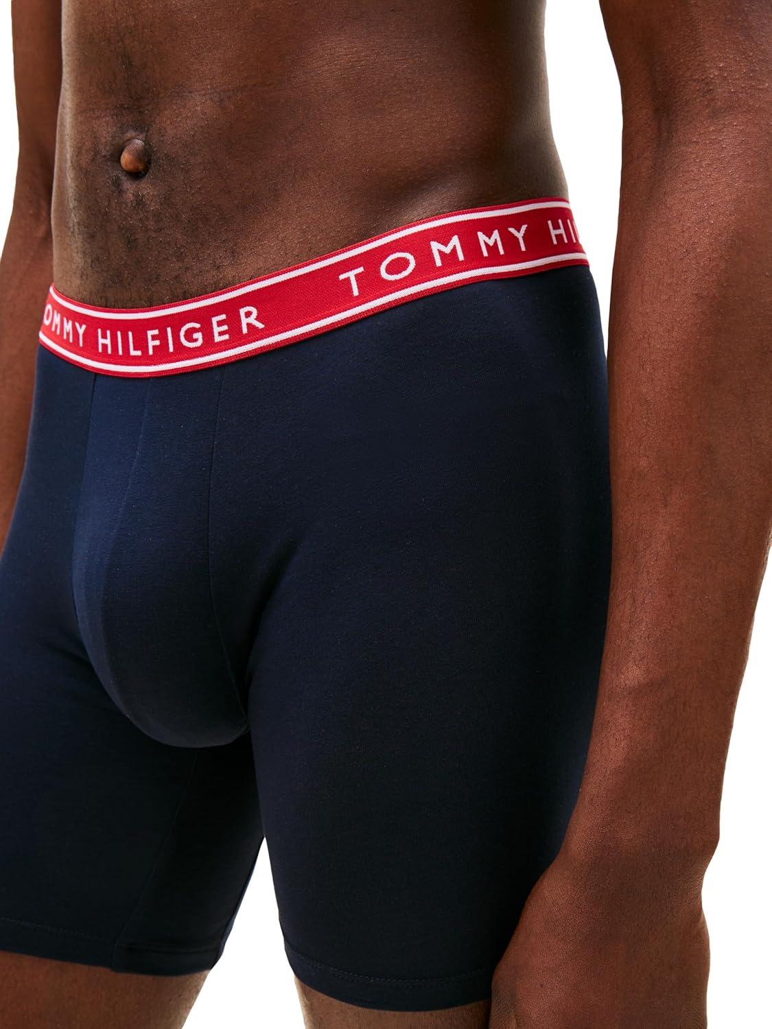 imageTommy Hilfiger mens Cotton Stretch 4pack Boxer BriefRoyalty W Navy Waistband Navy W Red Waistband Red W Navy Waistband Sterling Grey W Royalty Waistband