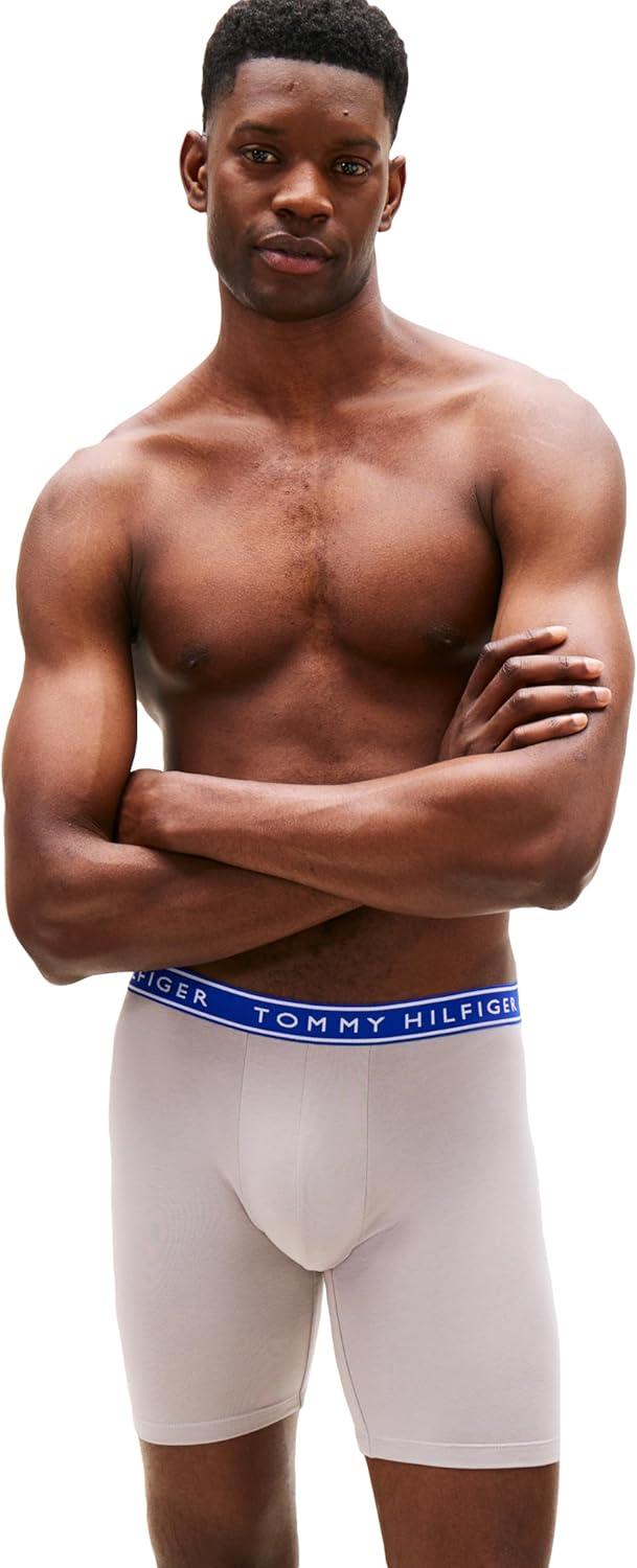 imageTommy Hilfiger mens Cotton Stretch 4pack Boxer BriefRoyalty W Navy Waistband Navy W Red Waistband Red W Navy Waistband Sterling Grey W Royalty Waistband