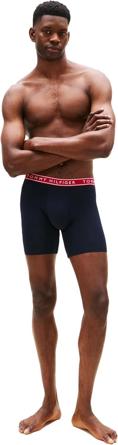 imageTommy Hilfiger mens Cotton Stretch 4pack Boxer BriefRoyalty W Navy Waistband Navy W Red Waistband Red W Navy Waistband Sterling Grey W Royalty Waistband