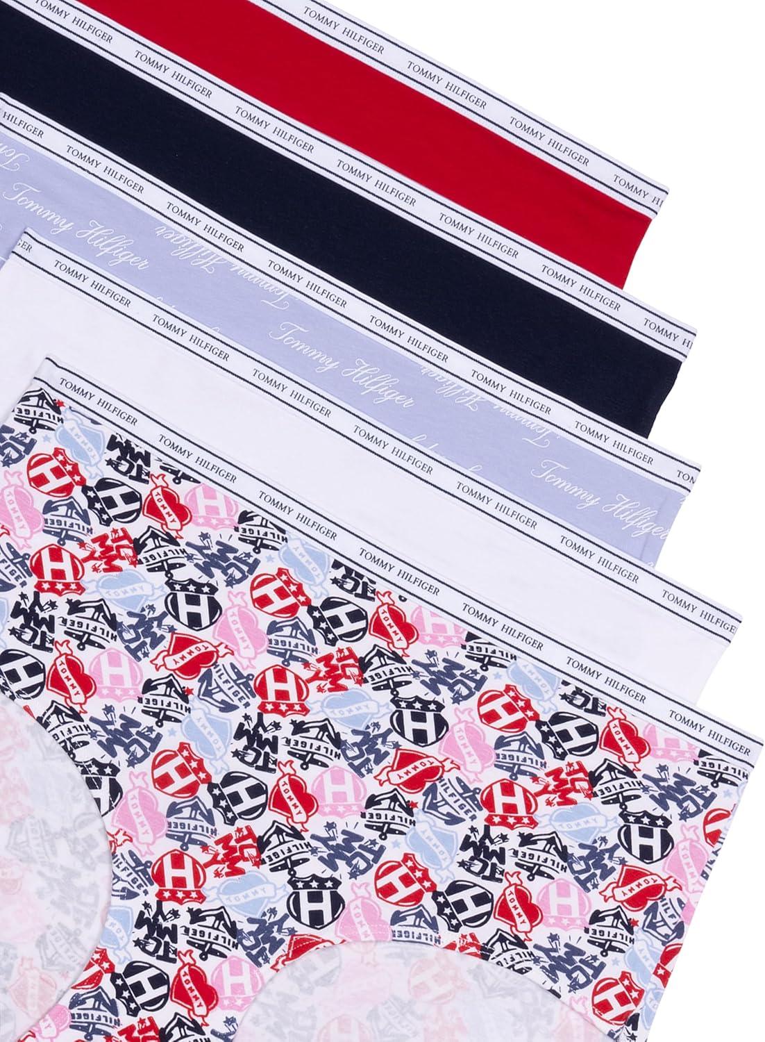 imageTommy Hilfiger womens Classic Cotton Brief Underwear With Logo Waistband 5packTattoo Elements Bright WhiteBright WhiteBrunerra Blue Th CalligraphyHeather GreyApple Red
