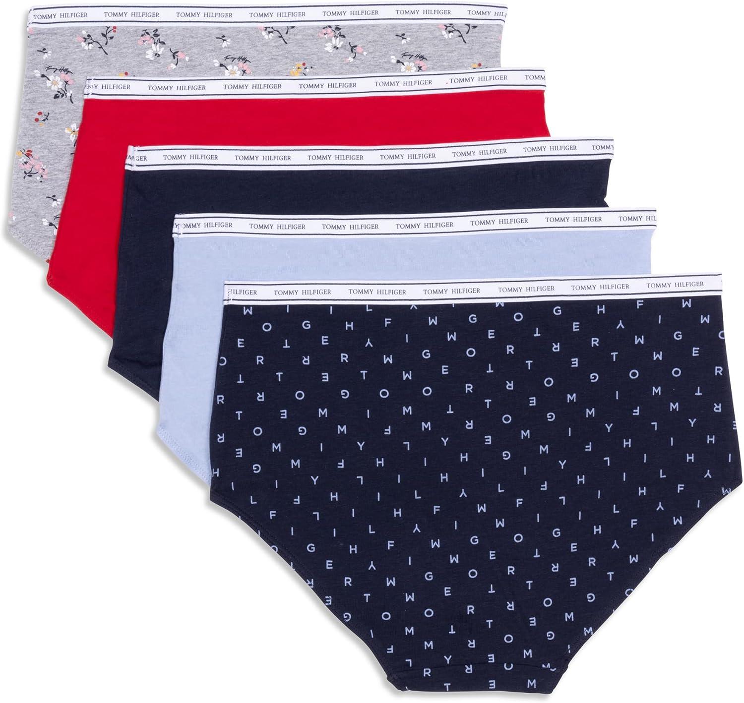imageTommy Hilfiger womens Classic Cotton Brief Underwear With Logo Waistband 5packTh MultiForever BlueSky CaptainTango RedHeritage Floral