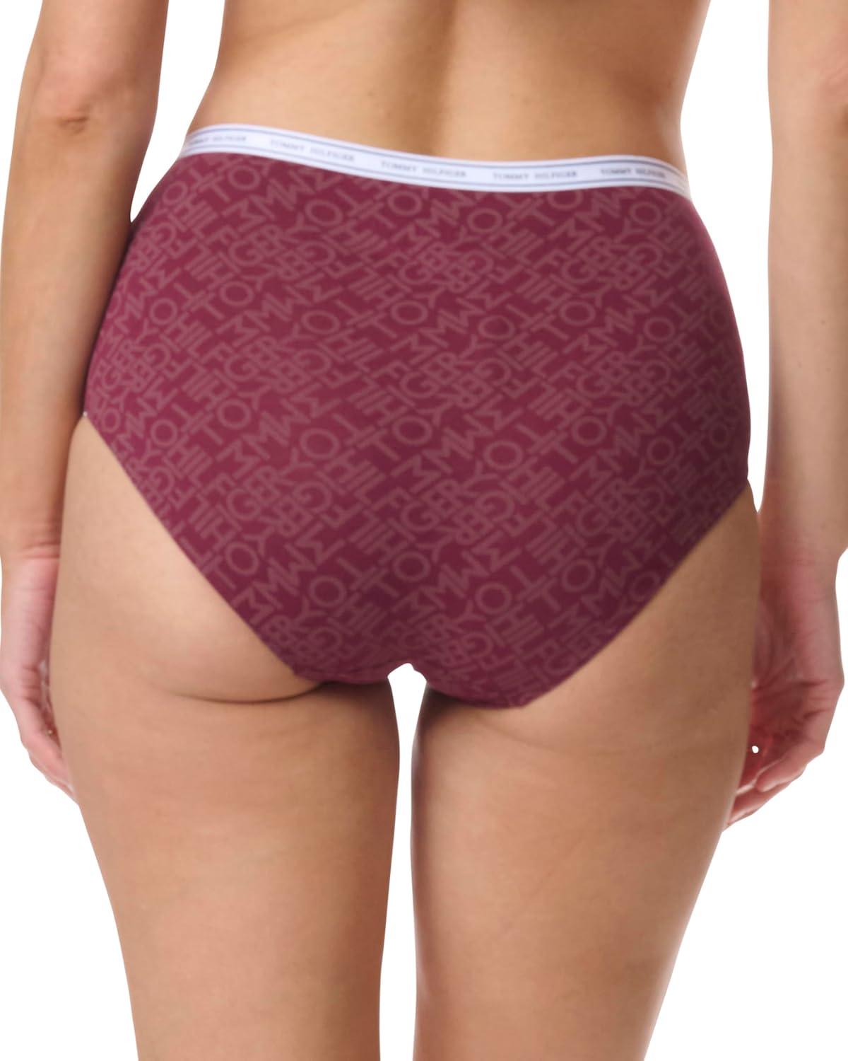 imageTommy Hilfiger womens Classic Cotton Brief Underwear With Logo Waistband 5packTh PrintBridal RoseSky CaptainCharcoalWindsor Stripe