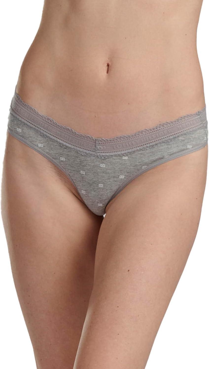 imageTommy Hilfiger womens Cotton Logo Lace Trim Thong 3packFlag PrintRosewaterSky Captain