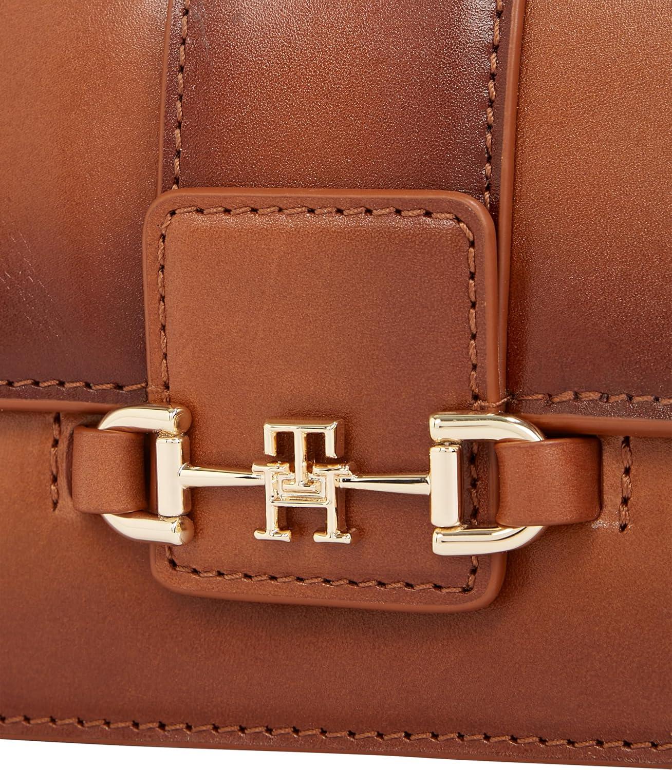 imageTommy Hilfiger womens Heritage Leather Crossbody Bag With Chain Crossbody StrapBurnished Tan