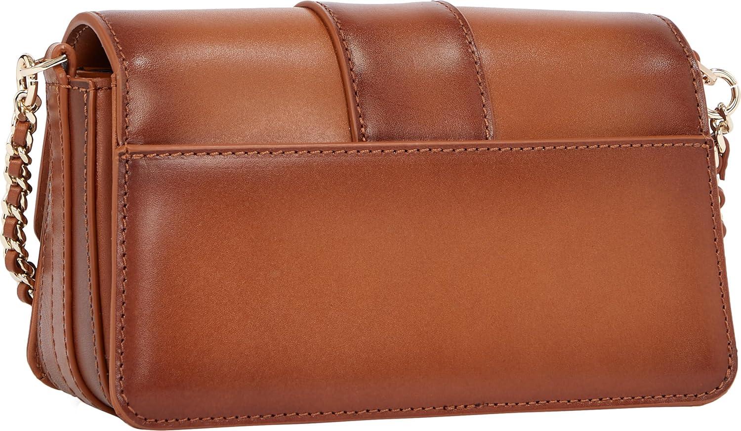 imageTommy Hilfiger womens Heritage Leather Crossbody Bag With Chain Crossbody StrapBurnished Tan