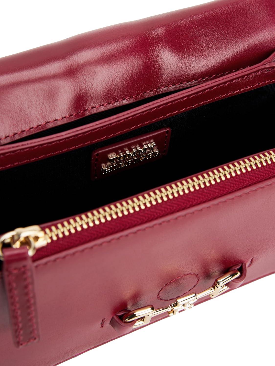 imageTommy Hilfiger womens Heritage Leather Crossbody Bag With Chain Crossbody StrapRouge