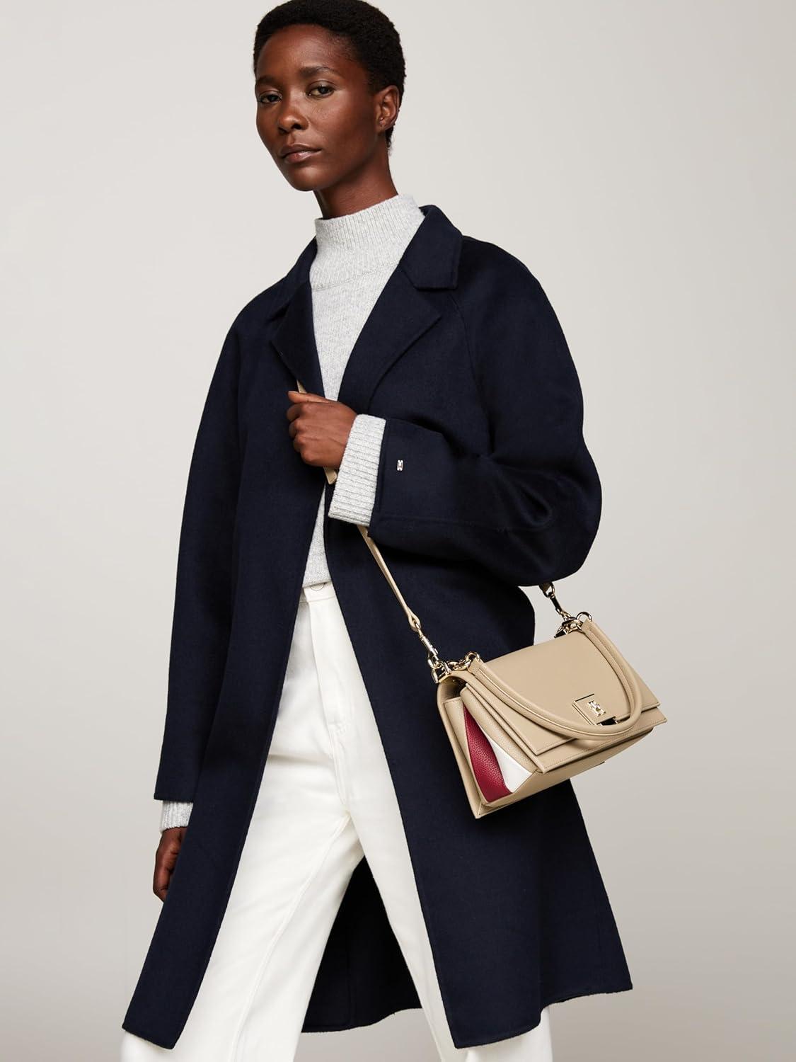 imageTommy Hilfiger womens Leather Shoulder Bag With Removable Crossbody StrapBeige