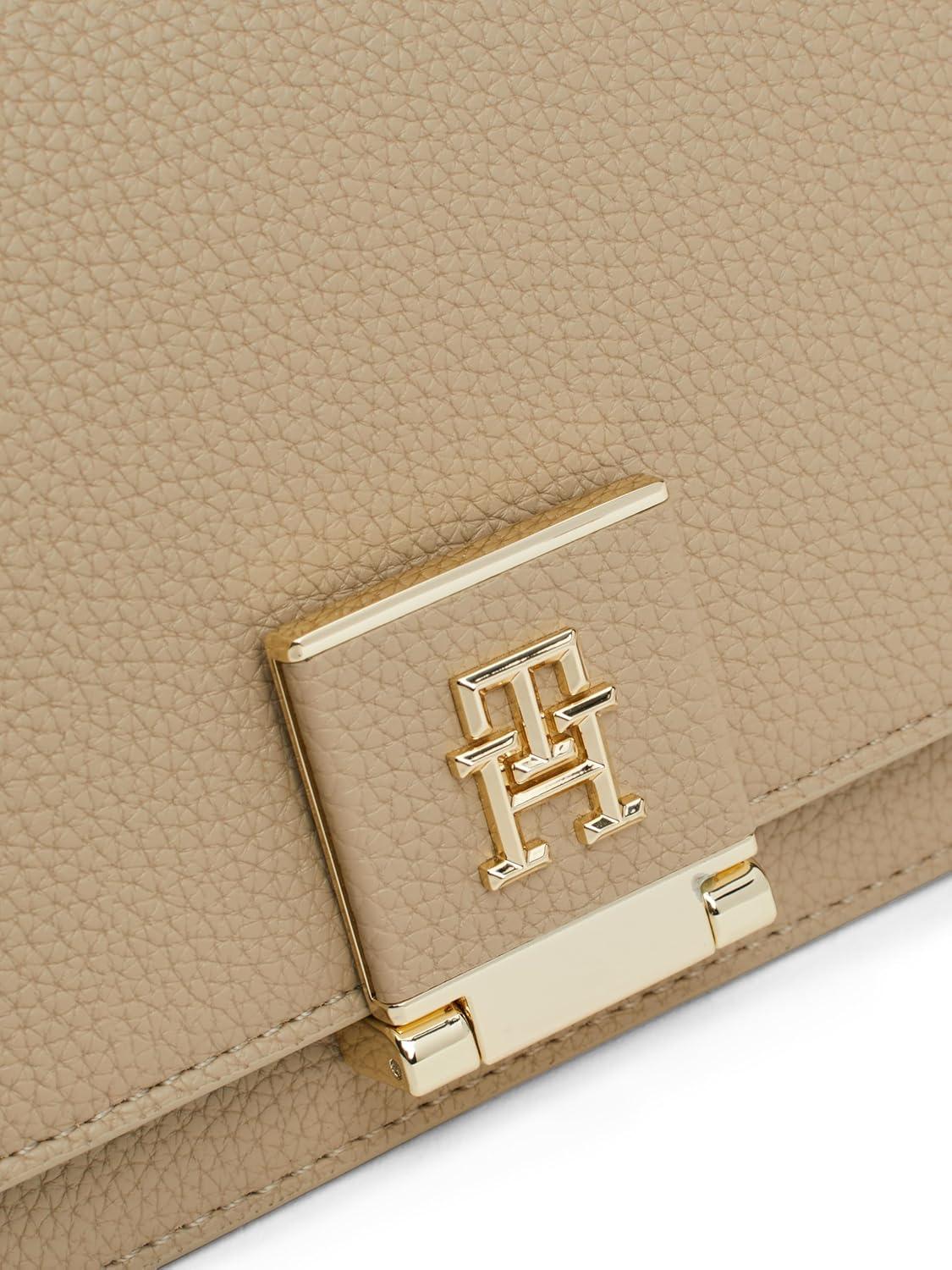 imageTommy Hilfiger womens Leather Shoulder Bag With Removable Crossbody StrapBeige