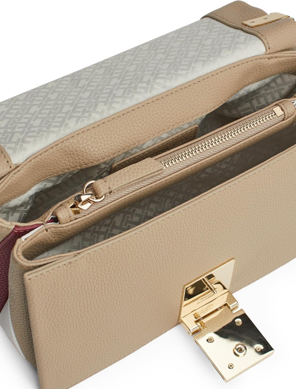 imageTommy Hilfiger womens Leather Shoulder Bag With Removable Crossbody StrapBeige