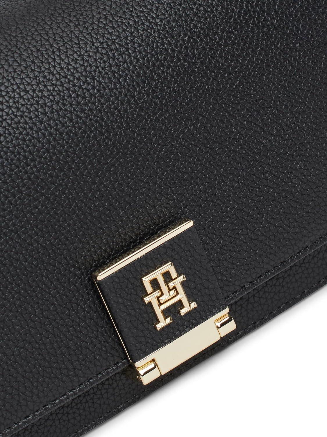 imageTommy Hilfiger womens Leather Shoulder Bag With Removable Crossbody StrapBlack
