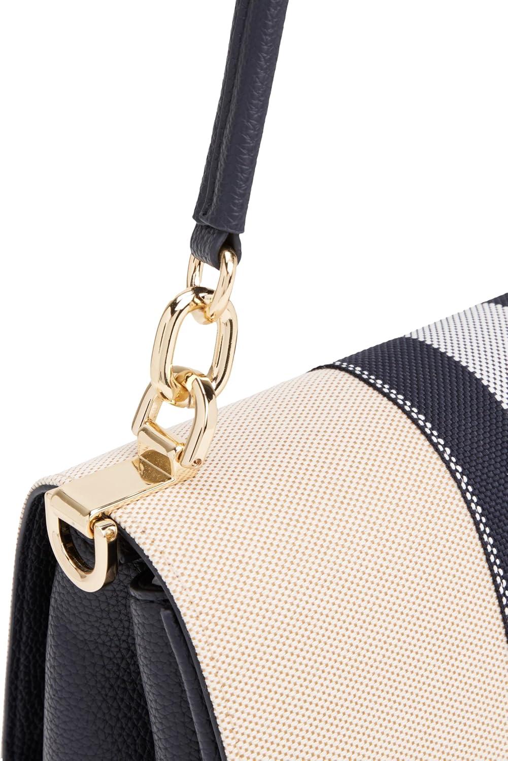 imageTommy Hilfiger womens Leather Shoulder Bag With Removable Crossbody StrapSpace Blue Canvas Mix
