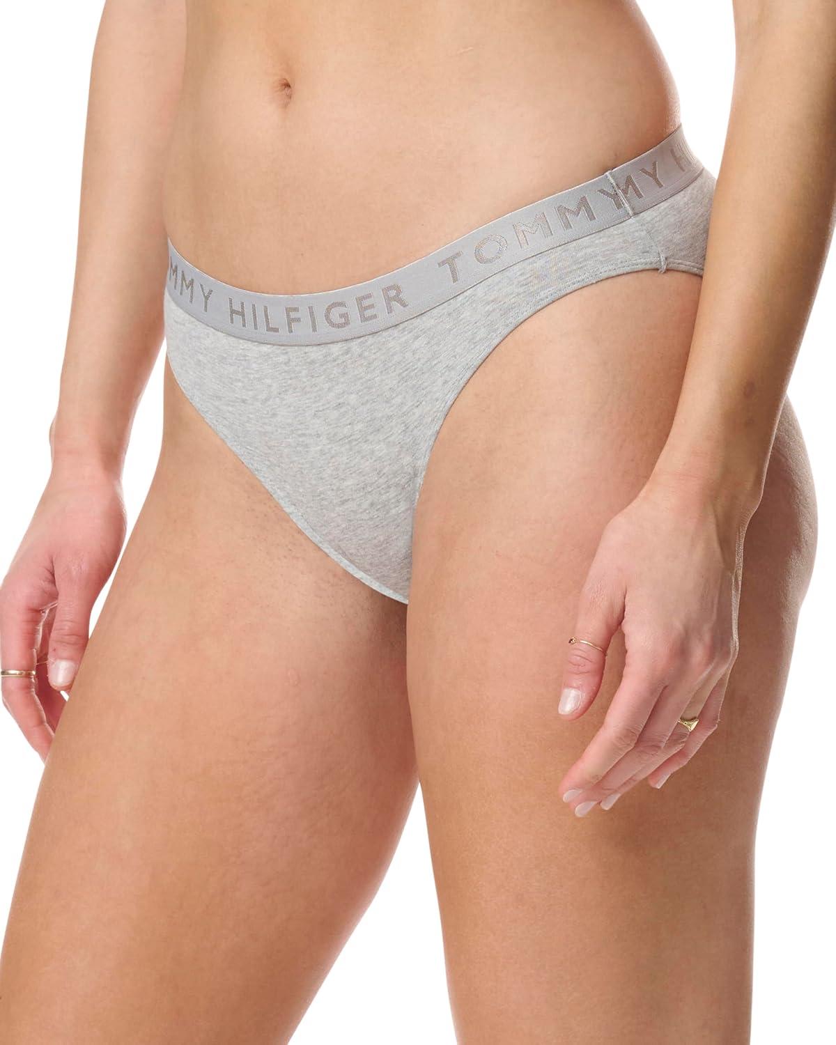 imageTommy Hilfiger womens Logo Waistband Cotton Bikini 6 PackHeather GreyBright WhiteBlack
