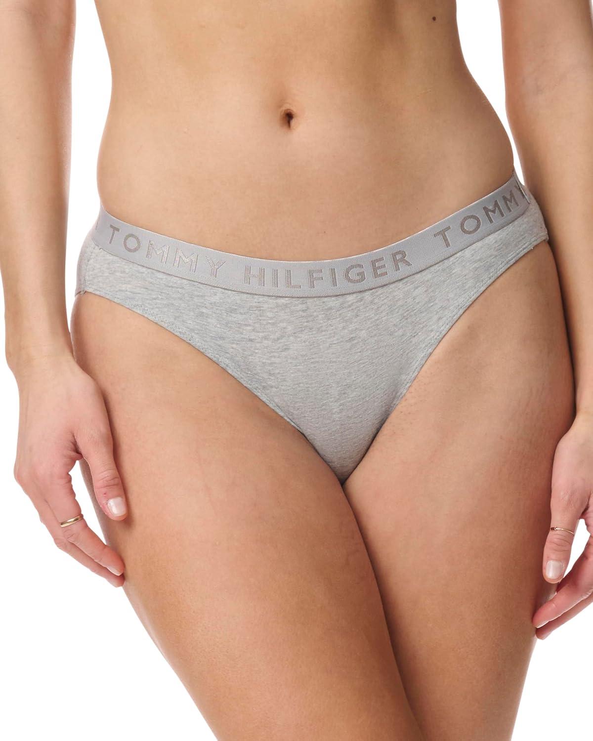 imageTommy Hilfiger womens Logo Waistband Cotton Bikini 6 PackHeather GreyBright WhiteBlack