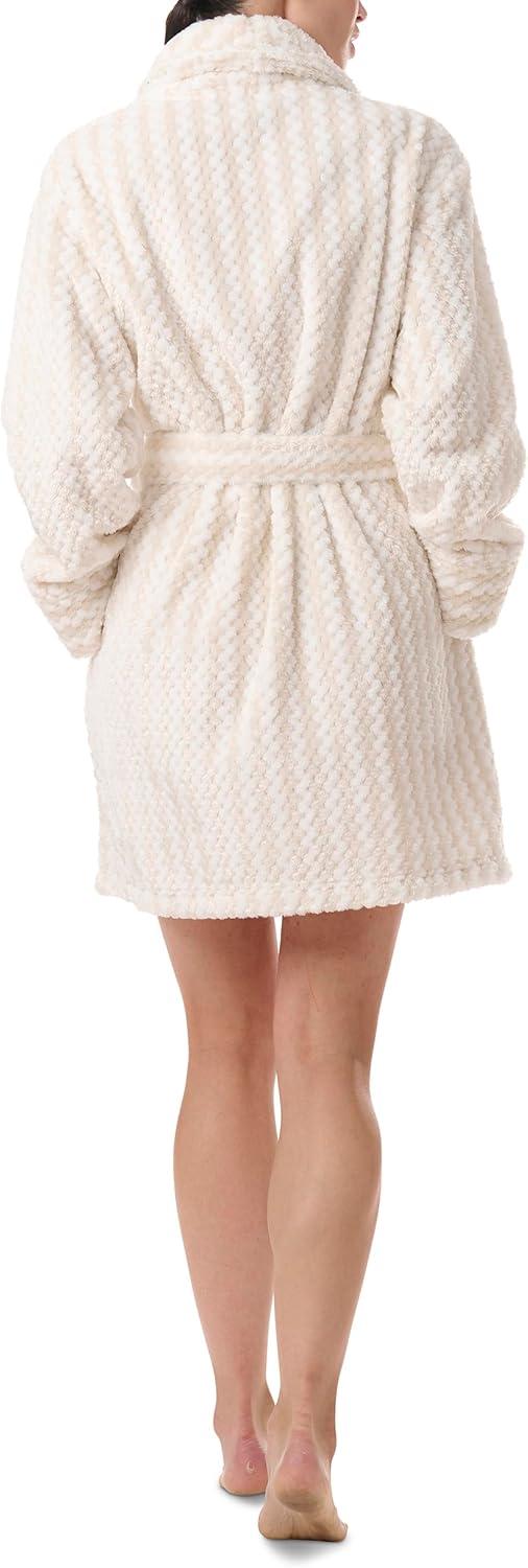 imageTommy Hilfiger womens Long Sleeve Plush RobeEgret Tonal
