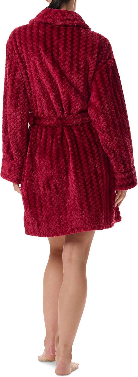imageTommy Hilfiger womens Long Sleeve Plush RobeGarnet Tonal