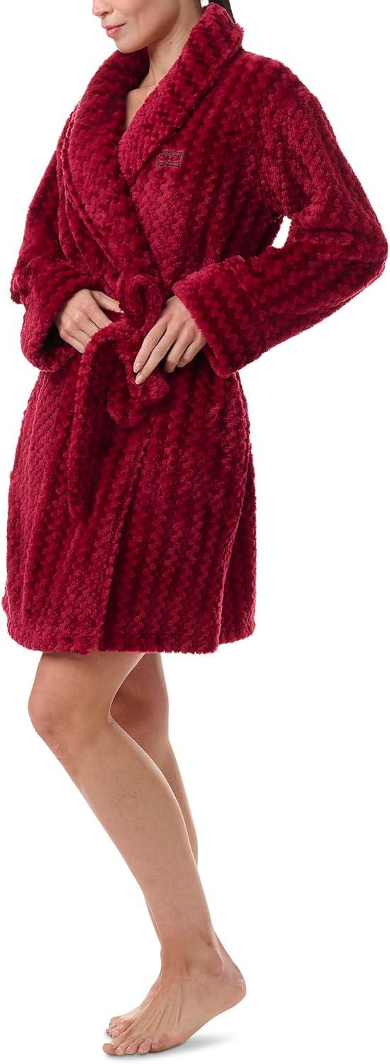 imageTommy Hilfiger womens Long Sleeve Plush RobeGarnet Tonal