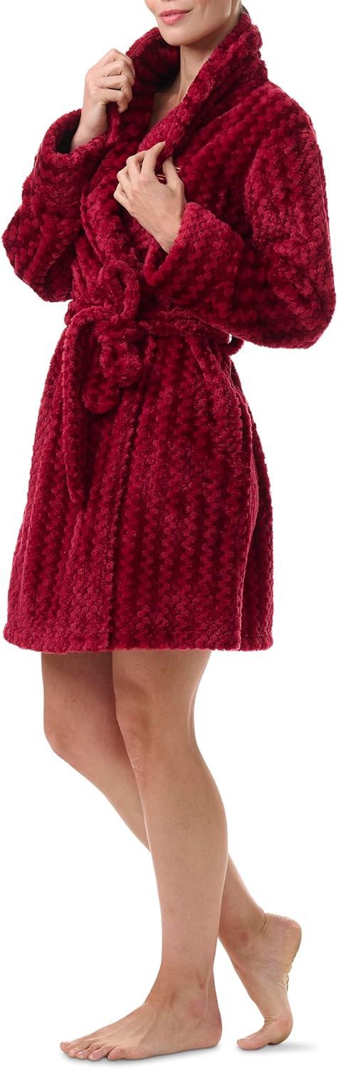 imageTommy Hilfiger womens Long Sleeve Plush RobeGarnet Tonal