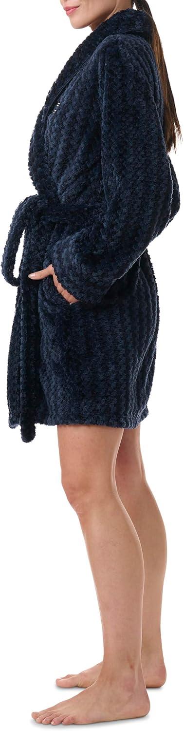 imageTommy Hilfiger womens Long Sleeve Plush RobeSky Captain Tonal