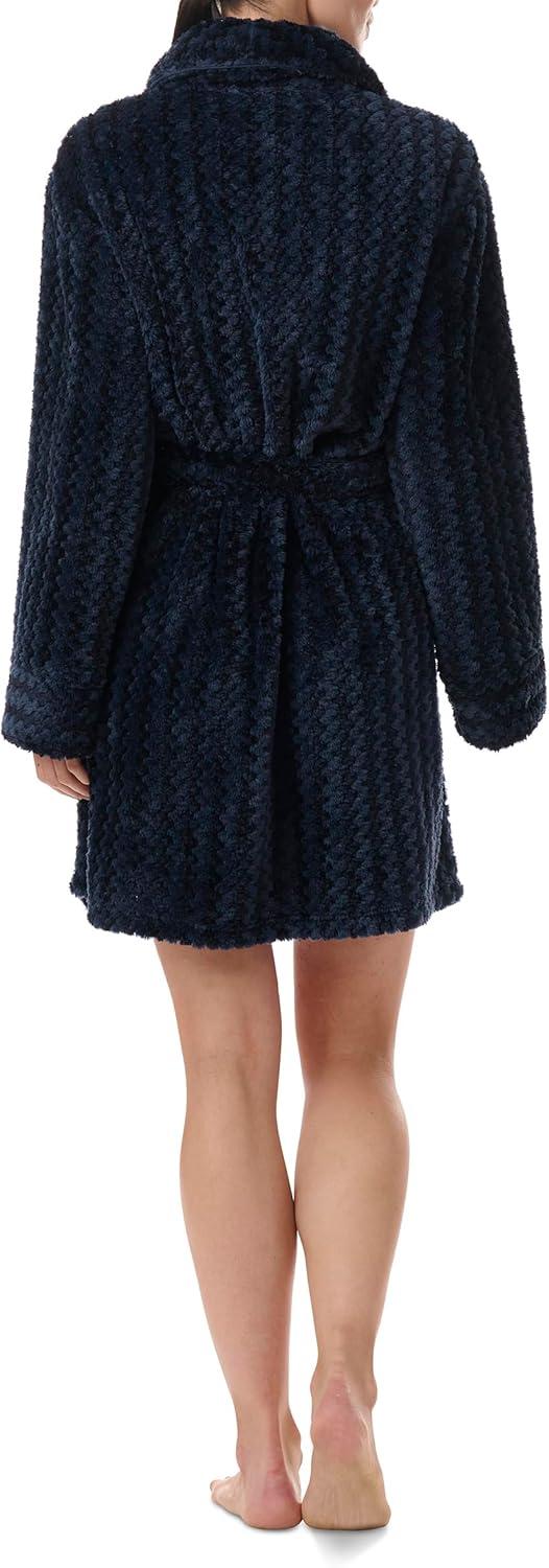 imageTommy Hilfiger womens Long Sleeve Plush RobeSky Captain Tonal