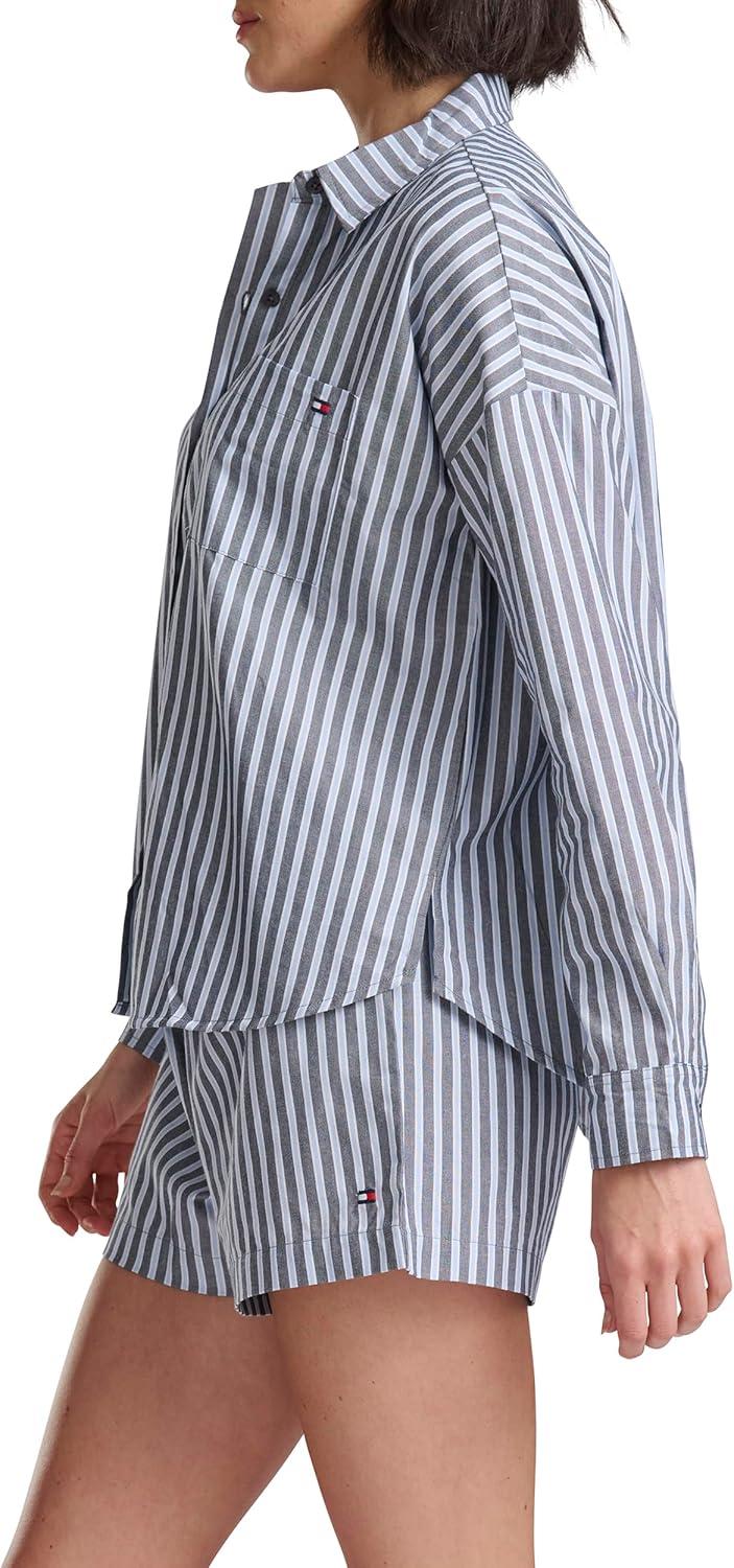 imageTommy Hilfiger womens Longsleeve Boyfriend Fit SleepshirtSky Captain Stripe