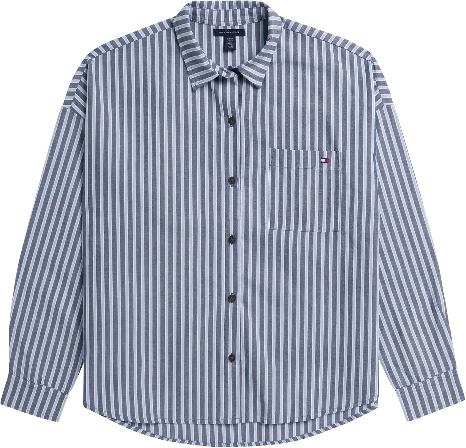 imageTommy Hilfiger womens Longsleeve Boyfriend Fit SleepshirtSky Captain Stripe