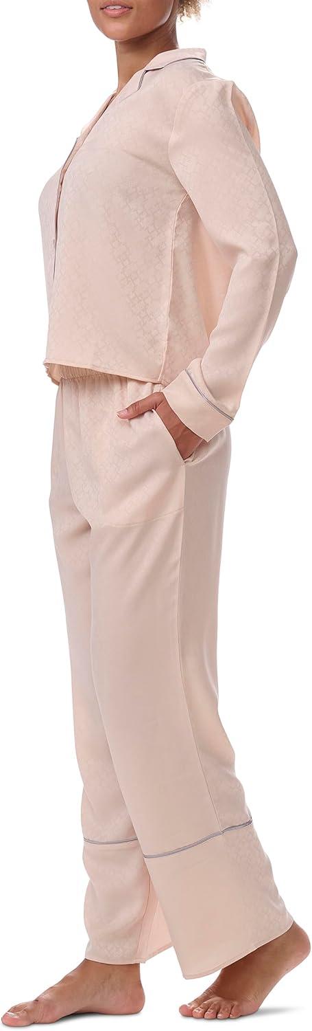 imageTommy Hilfiger womens Notch Top ampamp Long Pant 2 Piece Pajama SetBarely There