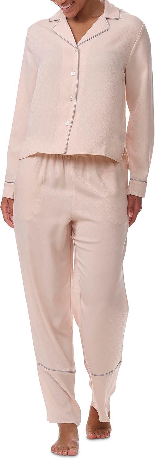 imageTommy Hilfiger womens Notch Top ampamp Long Pant 2 Piece Pajama SetBarely There
