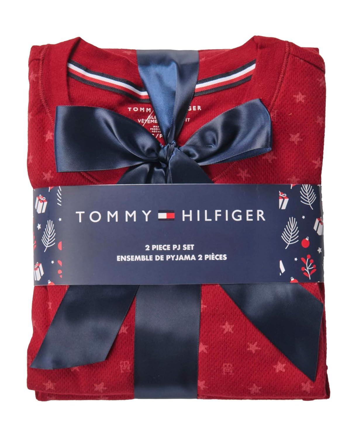 imageTommy Hilfiger womens Printed Crewneck Thermal Sleep SetRegatta Red Th Glyph Stars