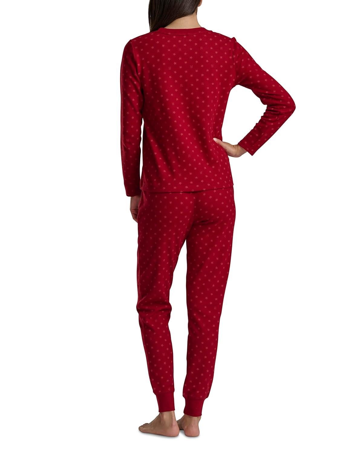 imageTommy Hilfiger womens Printed Crewneck Thermal Sleep SetRegatta Red Th Glyph Stars