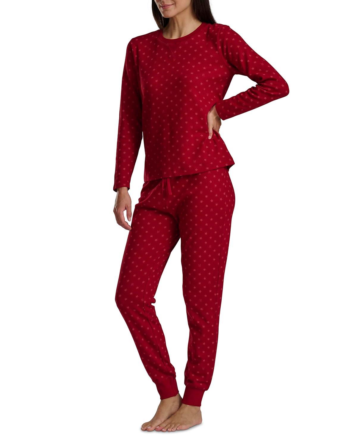 imageTommy Hilfiger womens Printed Crewneck Thermal Sleep SetRegatta Red Th Glyph Stars