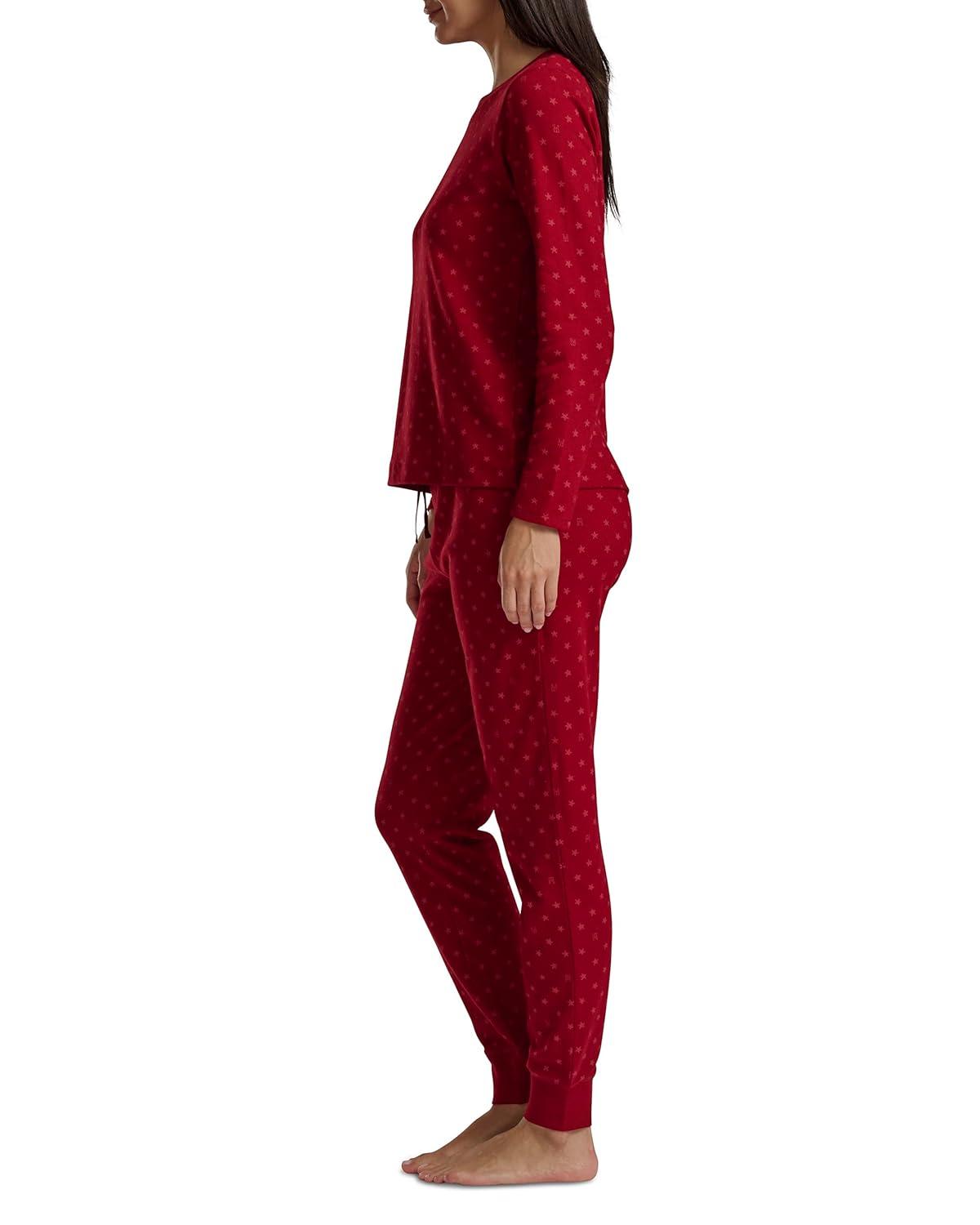 imageTommy Hilfiger womens Printed Crewneck Thermal Sleep SetRegatta Red Th Glyph Stars