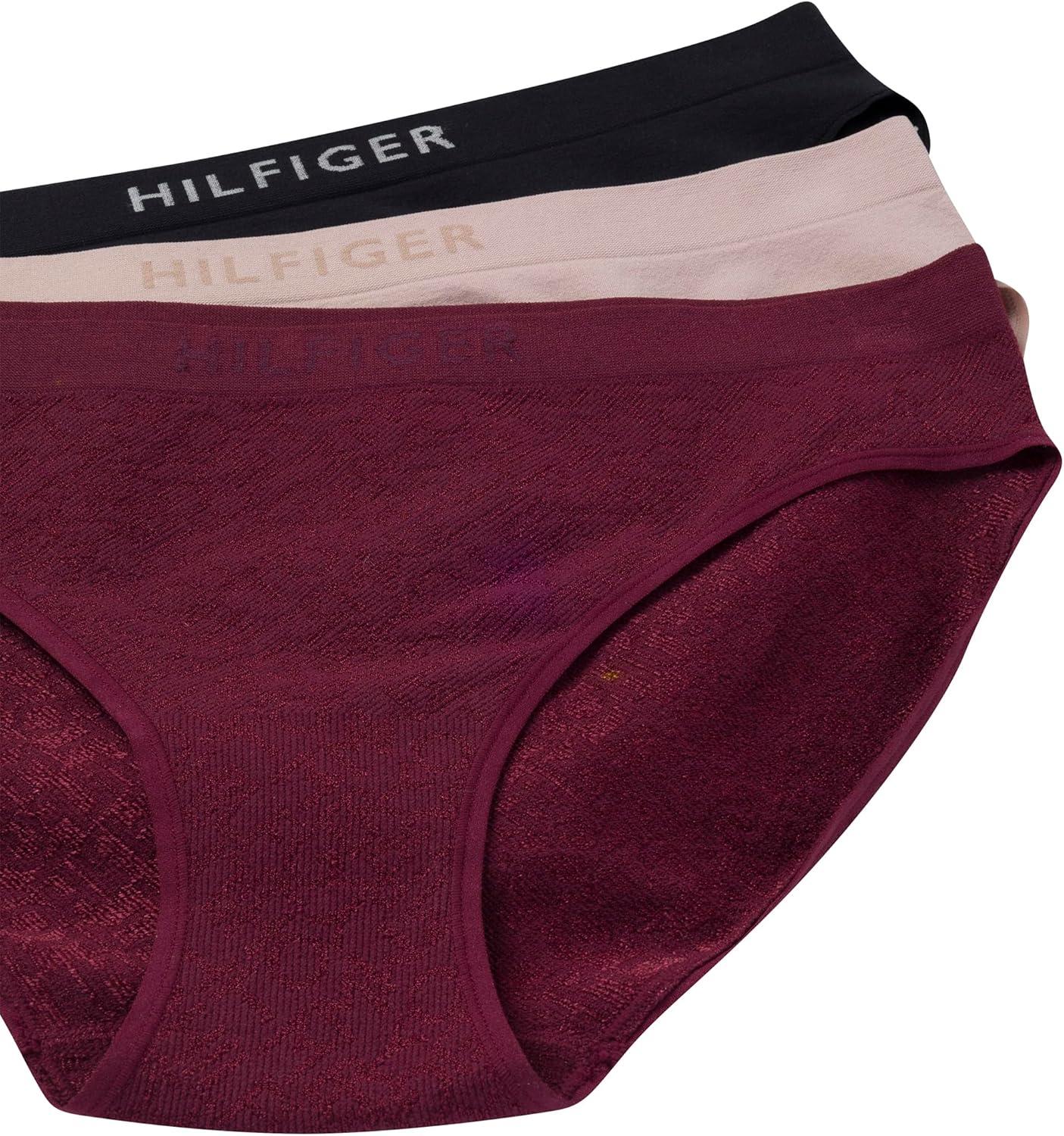 imageTommy Hilfiger womens Seamless Matte ampamp Shine Bikini Underwear 3packWindsor WineBalanced BeigeBlack