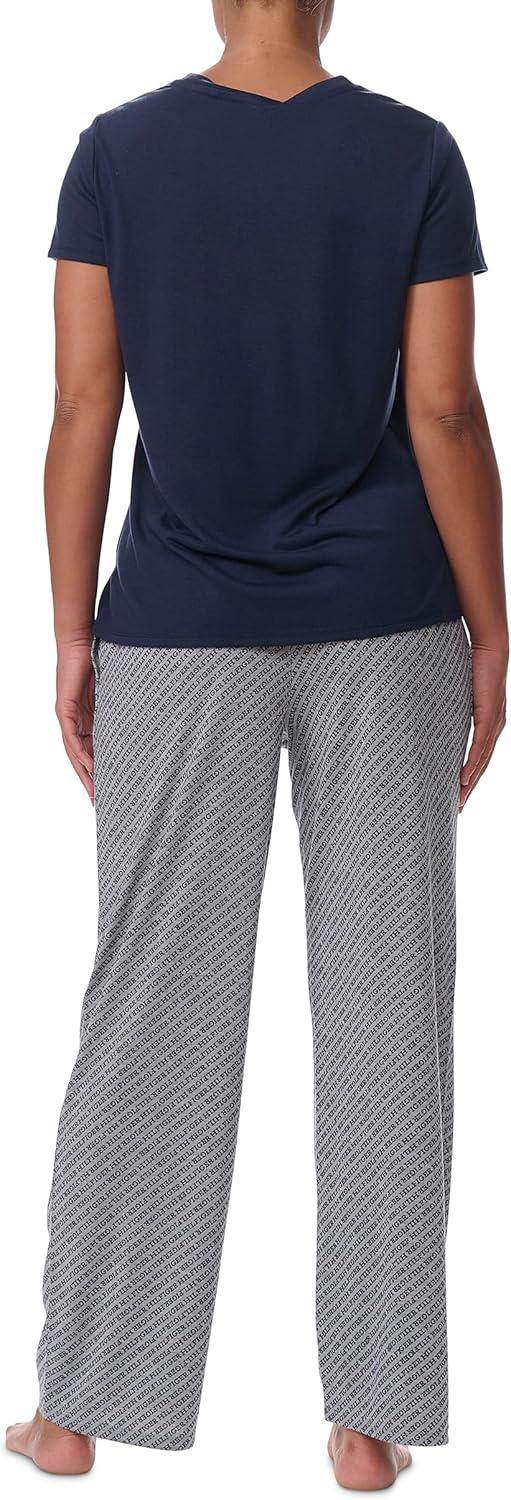 imageTommy Hilfiger womens Tshirt and Open Leg Pant 2 Piece Pajama SetDiagonal Tommy Hilfiger Stripe