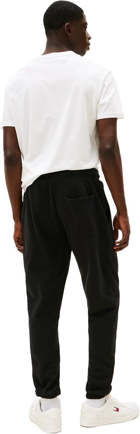imageTommy Jeans Mens Casual Cotton Jogger Sweatpants with Printed Flag LogoBlack