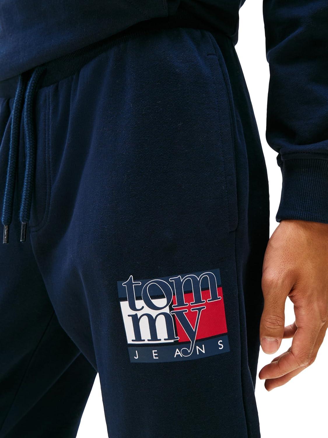 imageTommy Jeans Mens Casual Cotton Jogger Sweatpants with Printed Flag LogoDark Night Navy