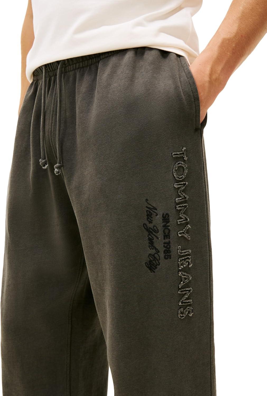 imageTommy Jeans Mens Casual Cotton Jogger Sweatpants with Tonal Embroidered LogoBlack