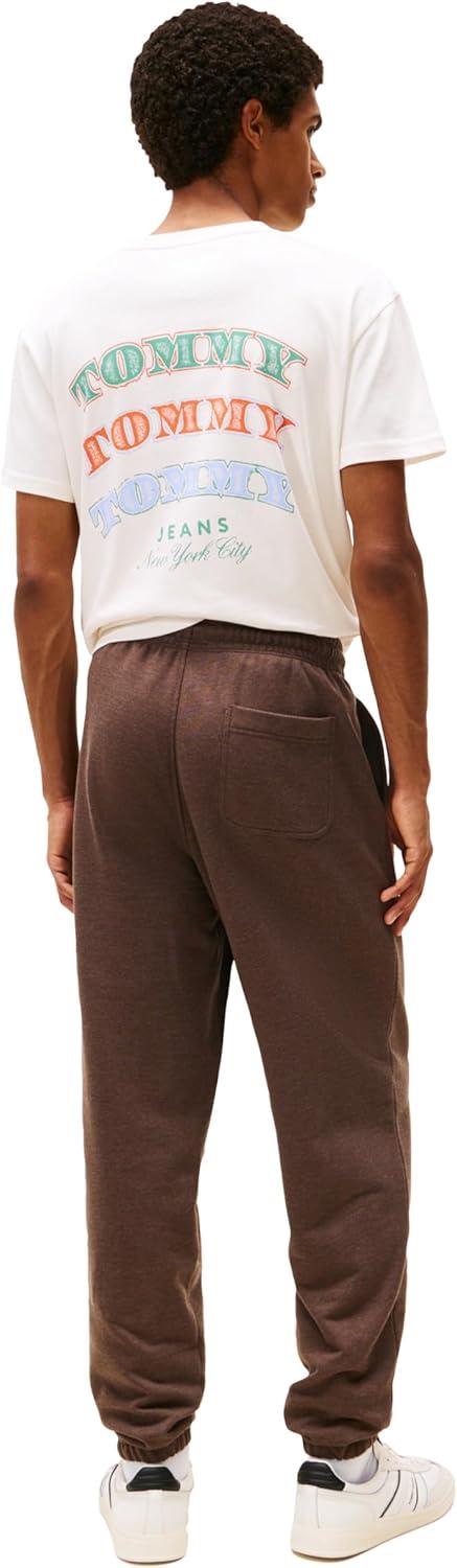 imageTommy Jeans Mens Casual Jogger Sweatpants with Embroidered Flag LogoBlack Walnut Heather