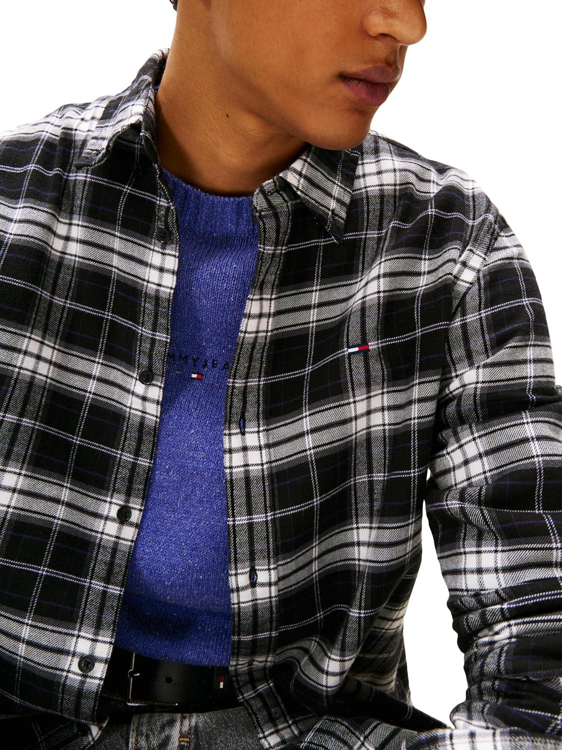 imageTommy Jeans Mens Lightweight Cotton Flannel Check ShirtBlack Big Check