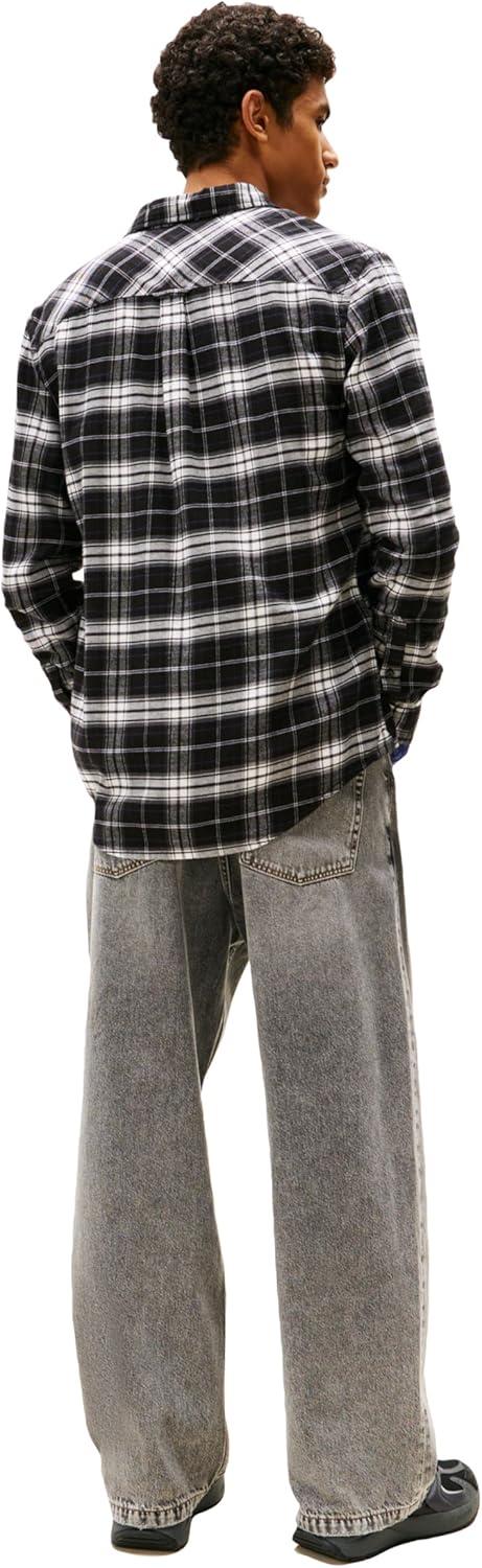 imageTommy Jeans Mens Lightweight Cotton Flannel Check ShirtBlack Big Check
