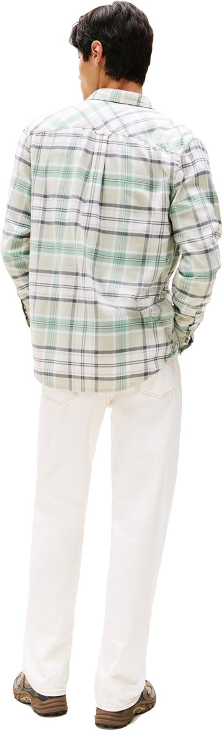 imageTommy Jeans Mens Lightweight Cotton Flannel Check ShirtCloudy Jade Big Check