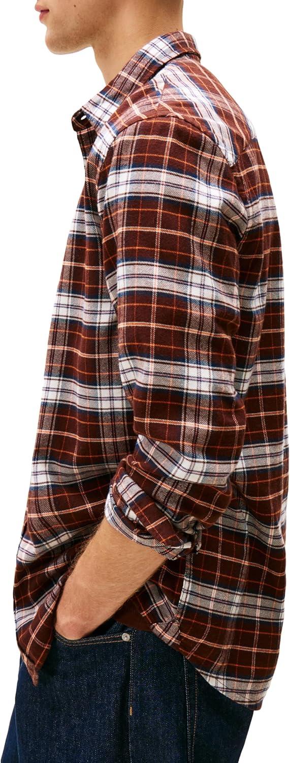 imageTommy Jeans Mens Lightweight Cotton Flannel Check ShirtRich Brown Big Check