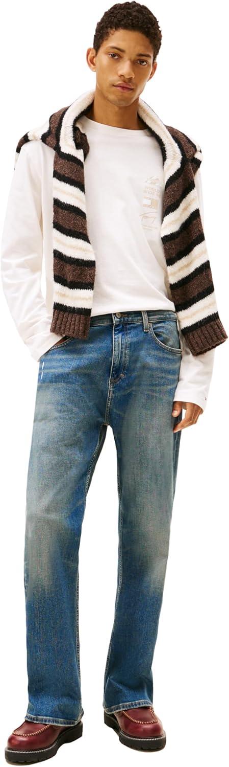 imageTommy Jeans Mens Long Sleeve Cotton Graphic TShirts with Printed Back GraphicAncient White