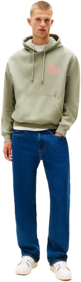 imageTommy Jeans Mens Medium Weight Hoodie Sweatshirt with Printed Back GraphicUtility Sage